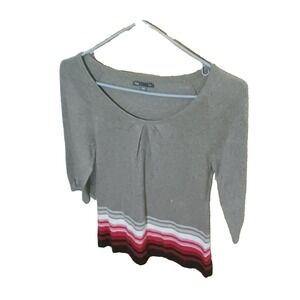Woman Small Gap sweater Gray 3/4 sleeve striped‎ EUC